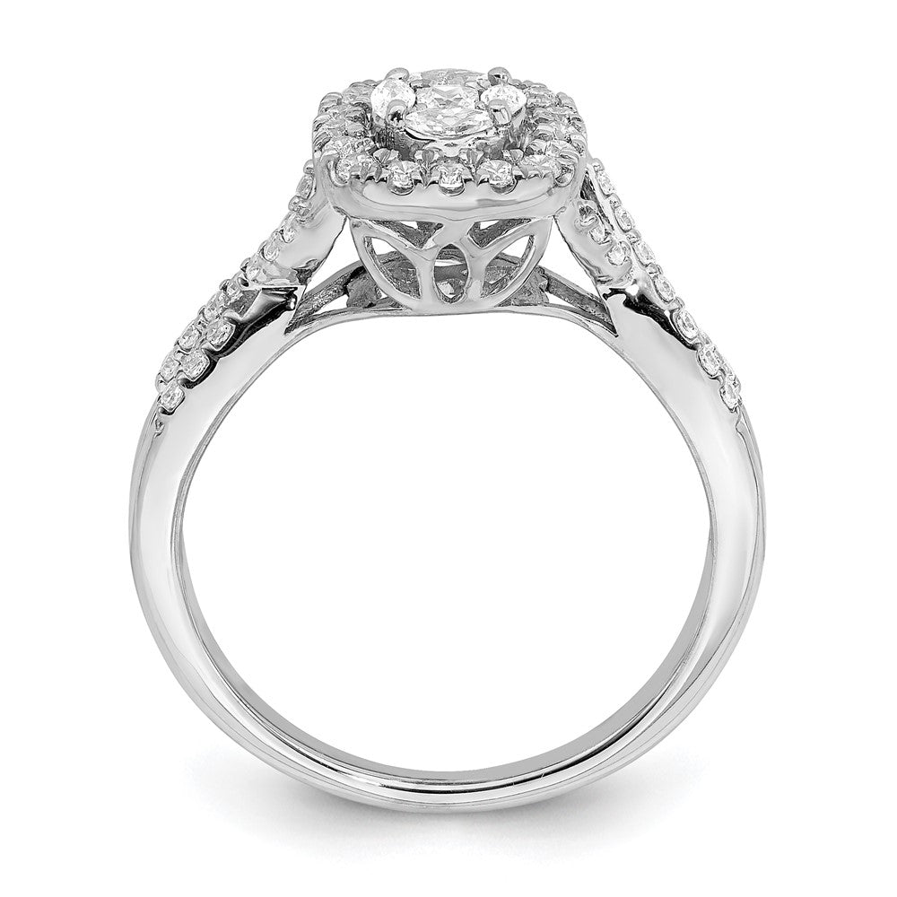 0.50ct. CZ Solid Real 14k White Gold Cluster CZ Engagement Ring