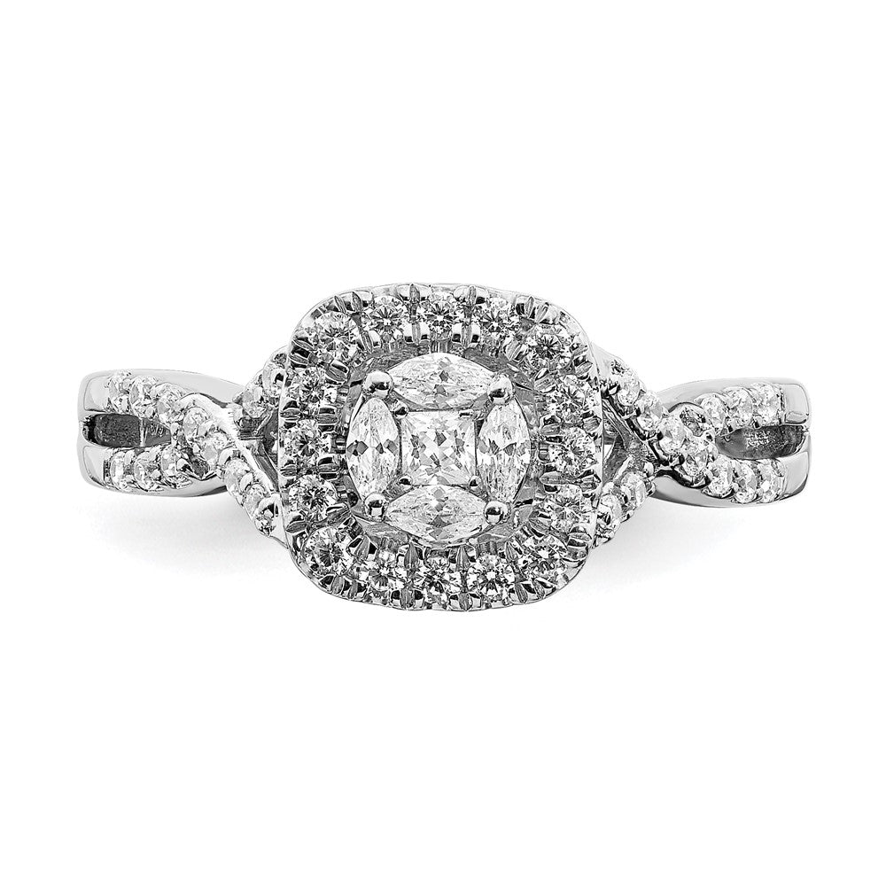 14k White Gold Real Diamond Cluster Real Diamond Engagement Ring