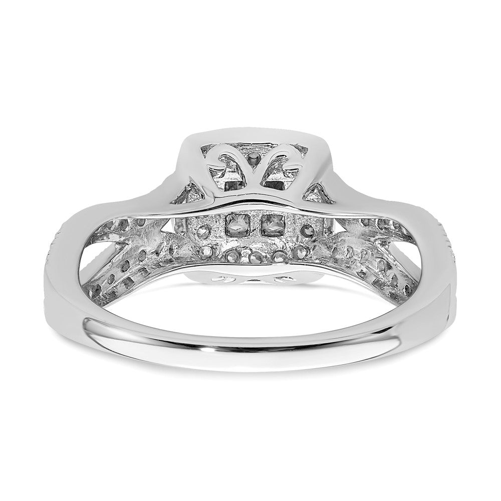 0.50ct. CZ Solid Real 14k White Gold Cluster CZ Engagement Ring