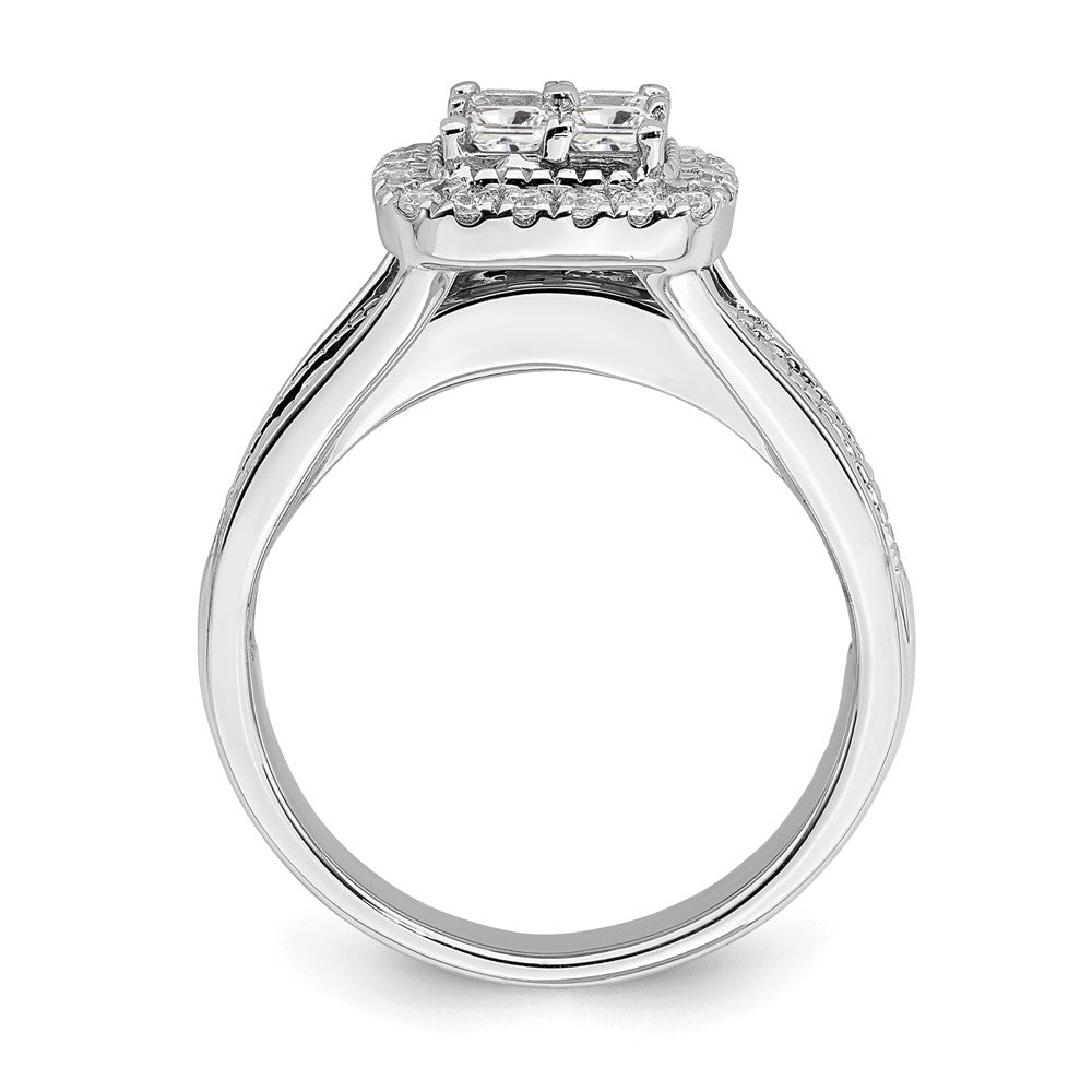 14k White Gold Real Diamond Cluster Real Diamond Engagement Ring