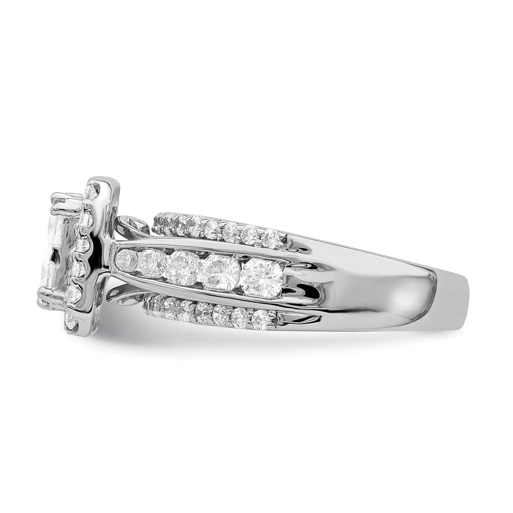 2.09ct. CZ Solid Real 14k White Gold Cluster CZ Engagement Ring