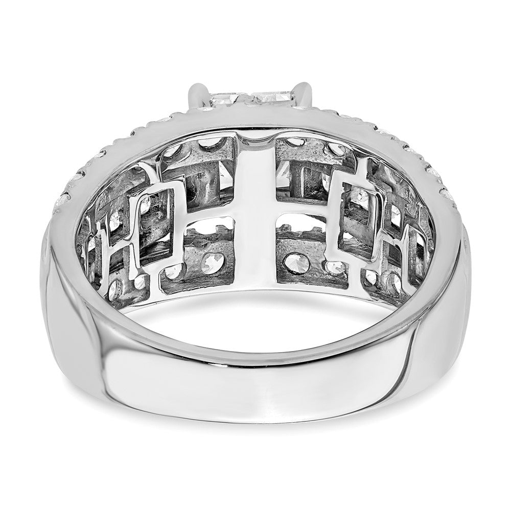 2.45ct. CZ Solid Real 14k White Gold Cluster CZ Engagement Ring