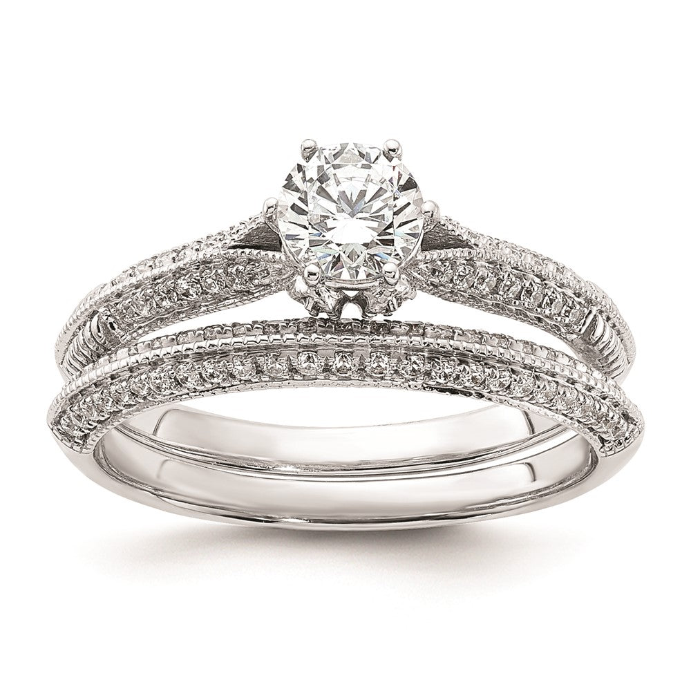 0.50ct. CZ Solid Real 14K White Gold Engagement Ring