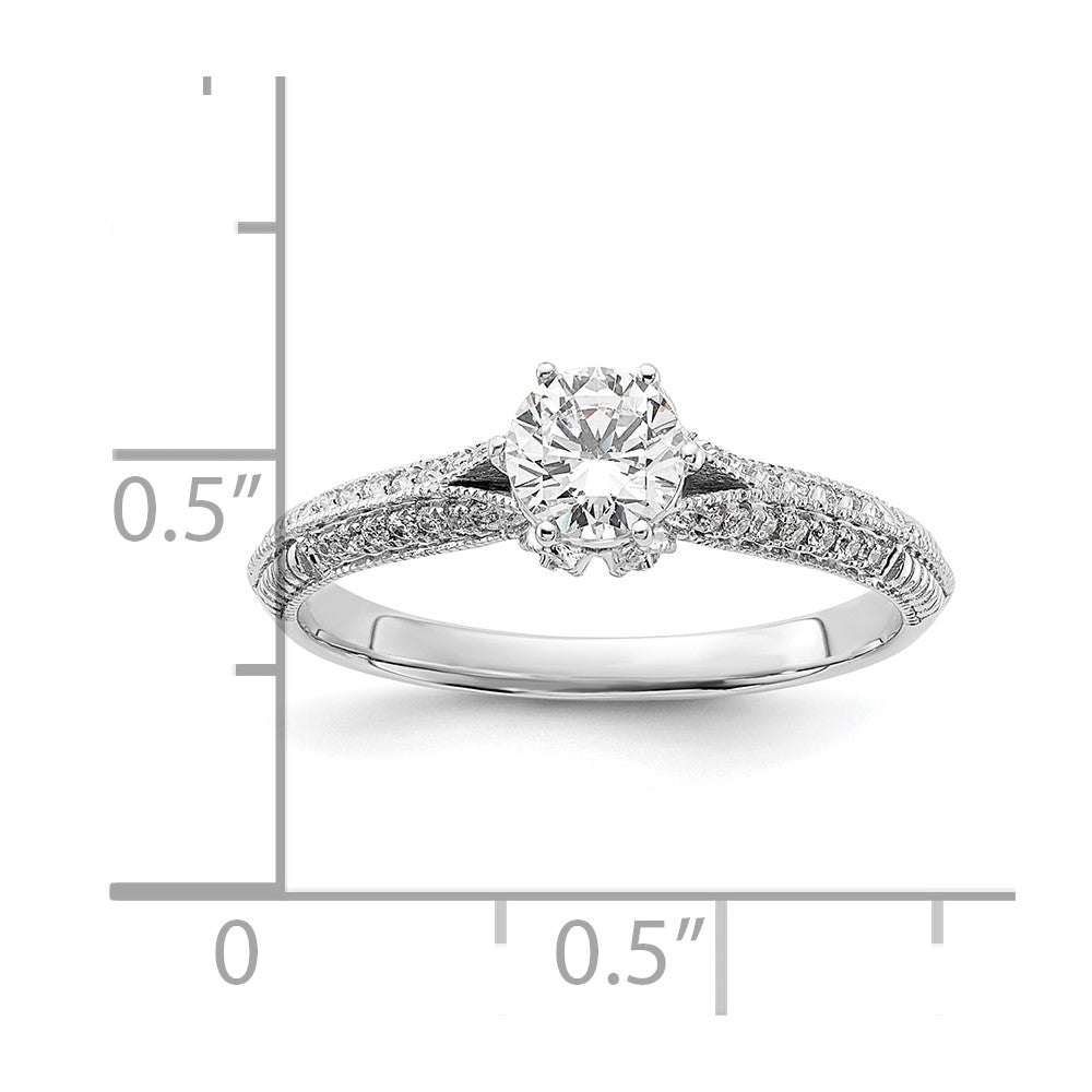 0.50ct. CZ Solid Real 14K White Gold Engagement Ring