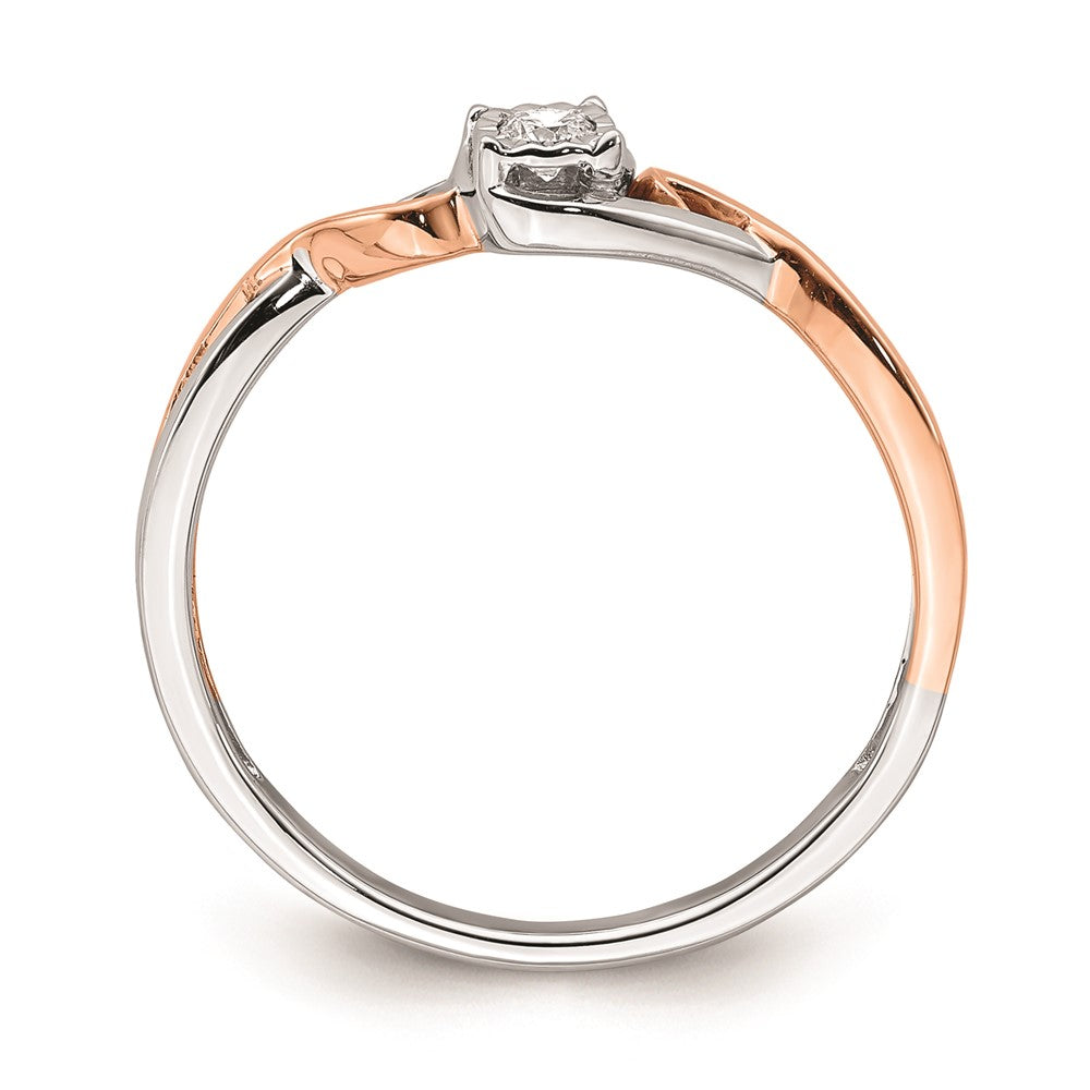 14k White & Rose Gold Real Diamond Promise Ring