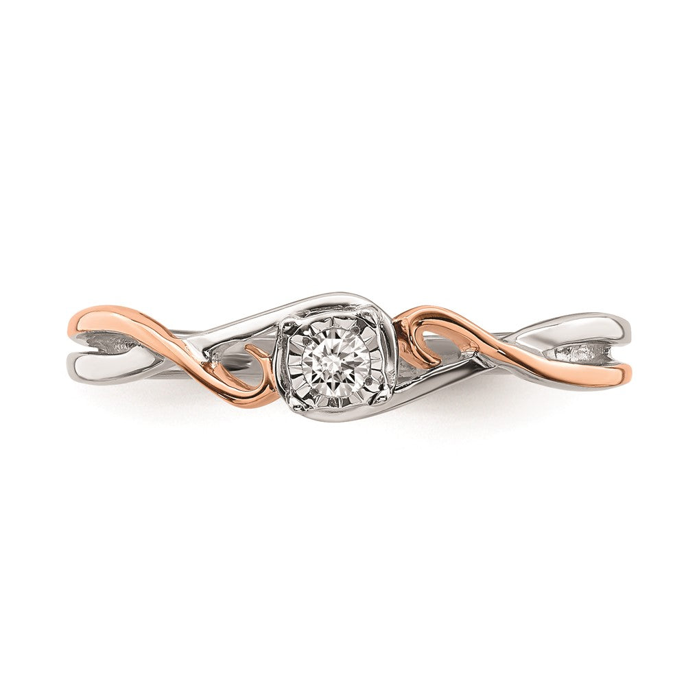 14k White & Rose Gold Real Diamond Promise Ring