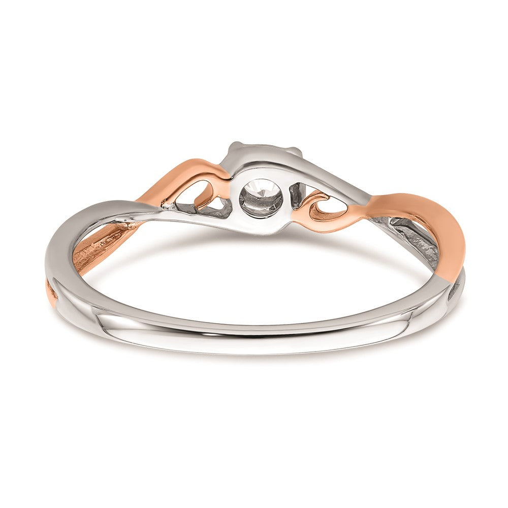 14k White & Rose Gold Real Diamond Promise Ring