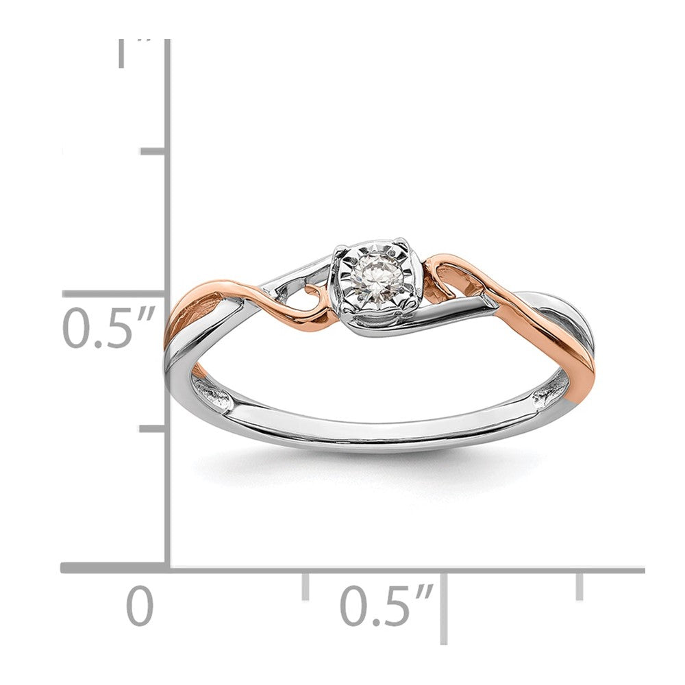 14k White & Rose Gold Real Diamond Promise Ring