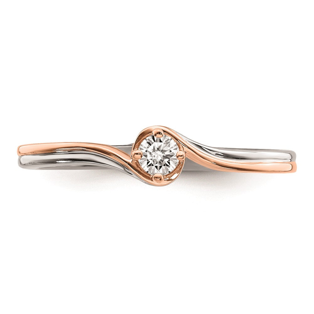 14k White & Rose Plating Gold Real Diamond Promise Ring