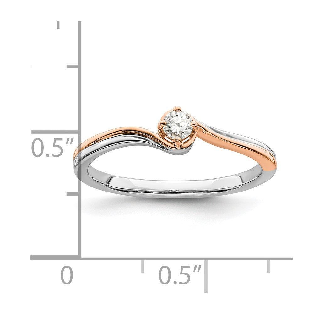 14k White & Rose Plating Gold Real Diamond Promise Ring