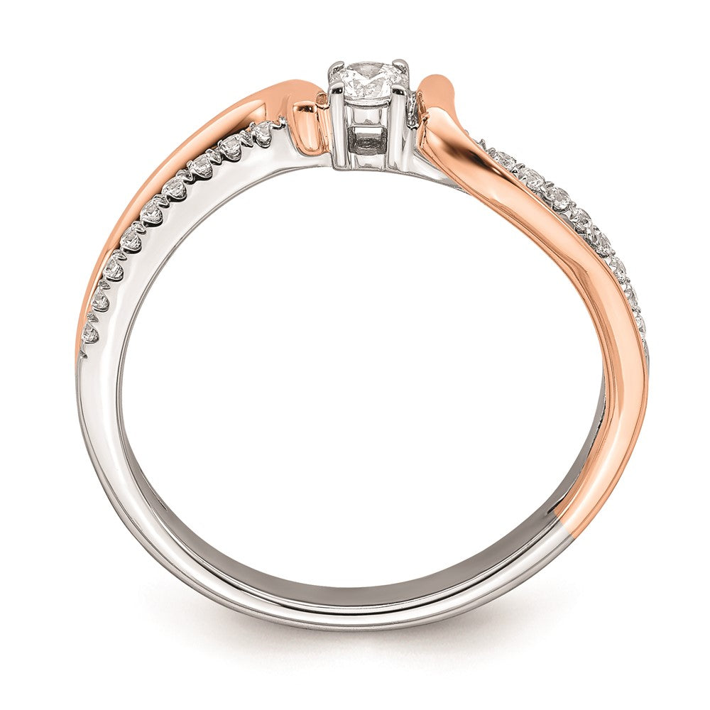 14k White & Rose Gold Real Diamond Promise Ring