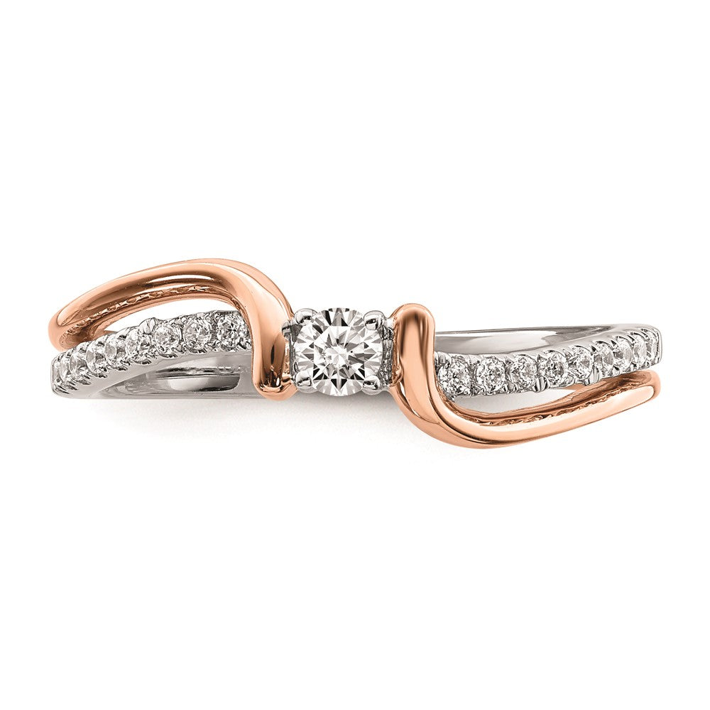 14k White & Rose Gold Real Diamond Promise Ring