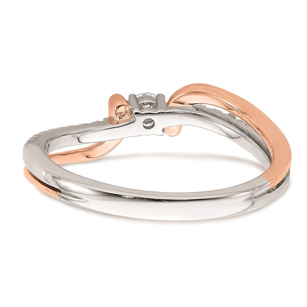 14k White & Rose Gold Real Diamond Promise Ring