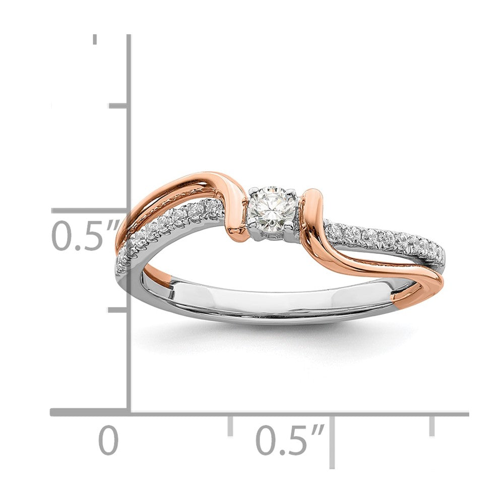 14k White & Rose Gold Real Diamond Promise Ring