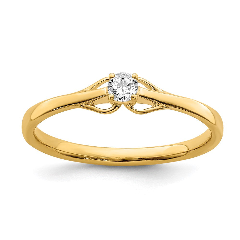 0.12ct. CZ Solid Real 14k Promise Ring