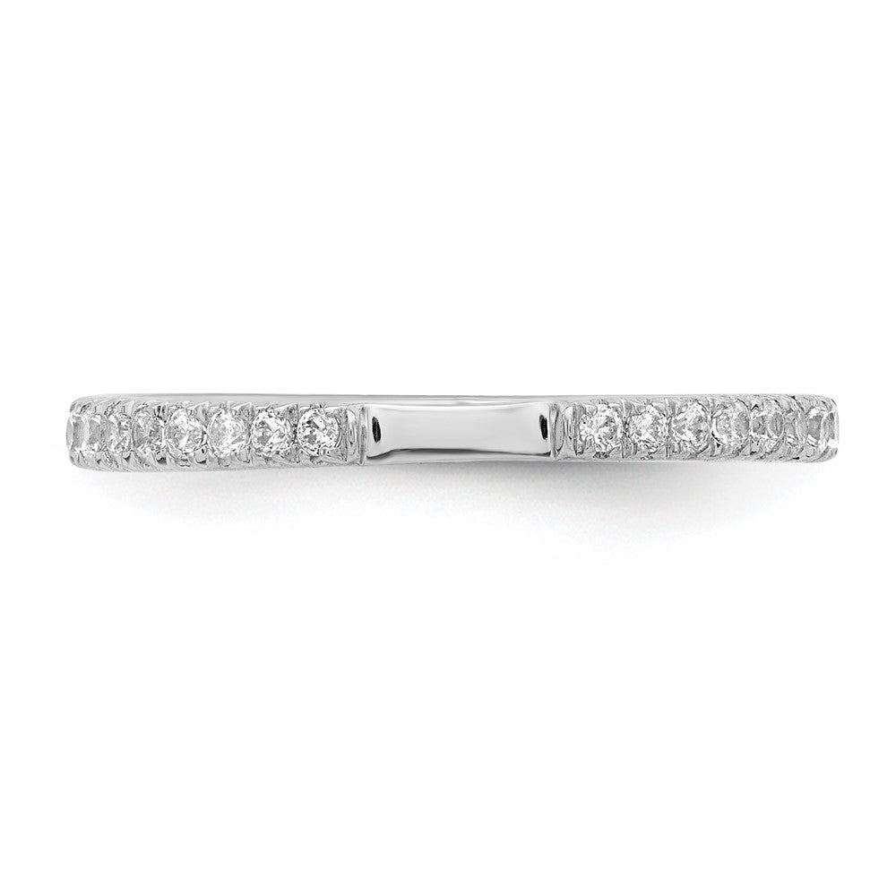 14K White Gold Real Diamond Contoured Wedding Band