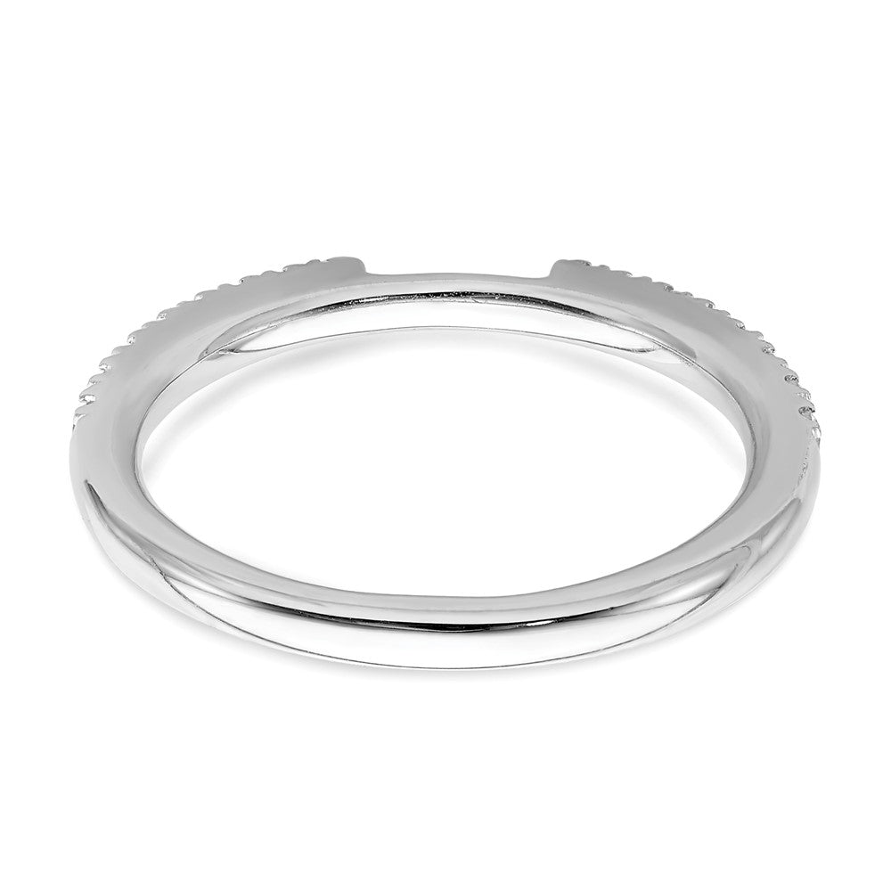 14K White Gold Real Diamond Contoured Wedding Band