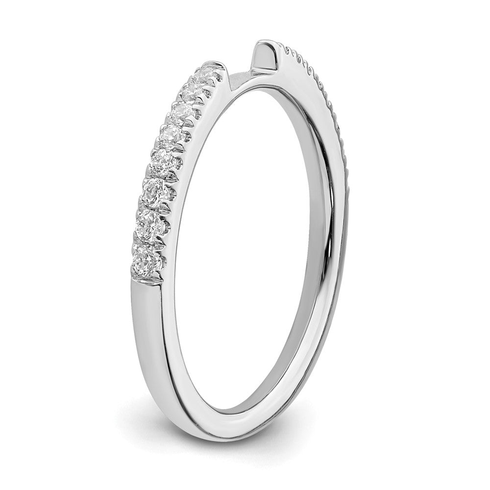 14K White Gold Real Diamond Contoured Wedding Band