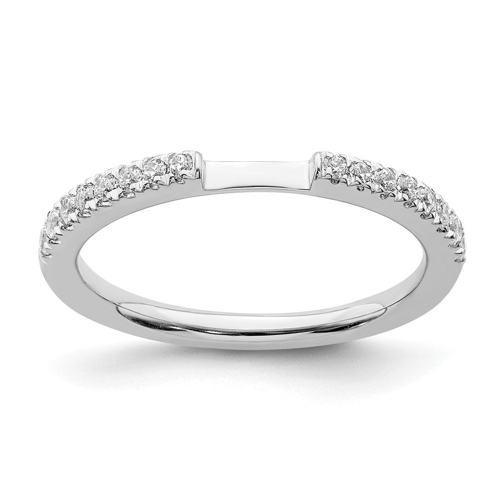 14K White Gold Real Diamond Contoured Wedding Band