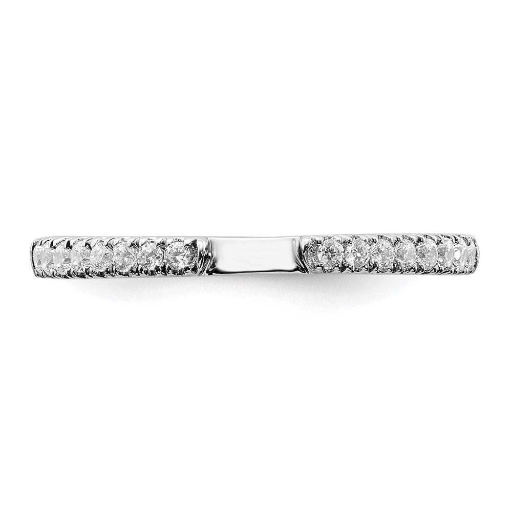 14K White Gold Real Diamond Contoured Wedding Band