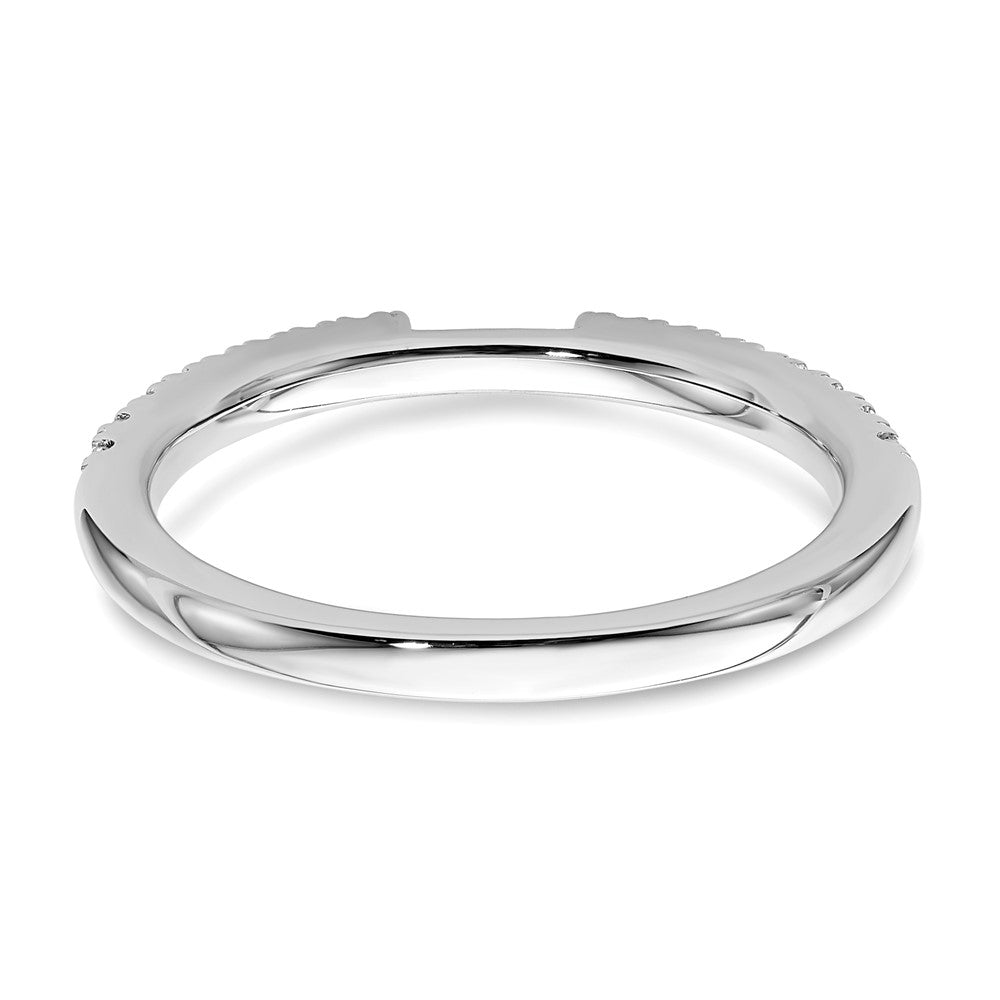 14K White Gold Real Diamond Contoured Wedding Band