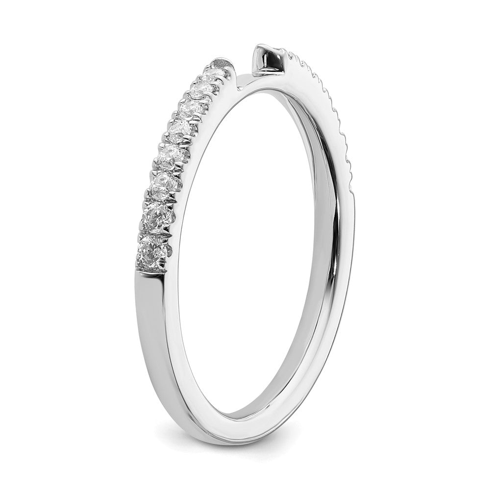 14K White Gold Real Diamond Contoured Wedding Band