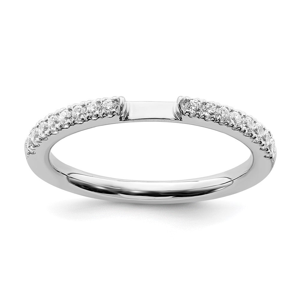 14K White Gold Real Diamond Contoured Wedding Band