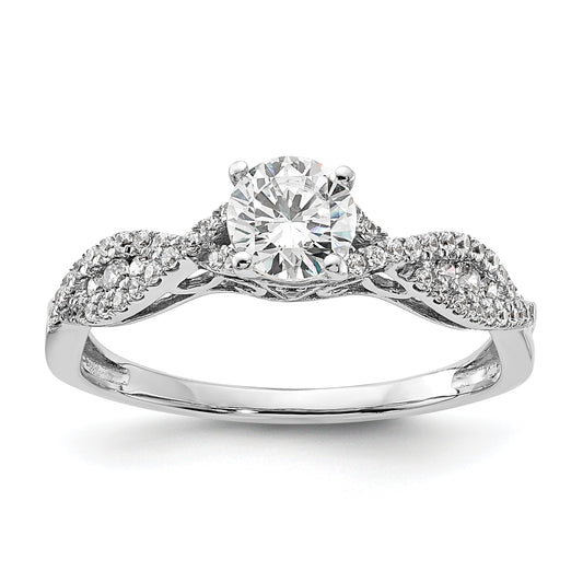 0.50ct. CZ Solid Real 14K White Gold Engagement Ring