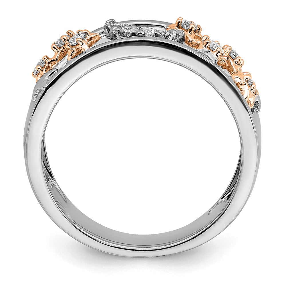 14k Two-Tone Gold Moon and Stars Real Diamond Band