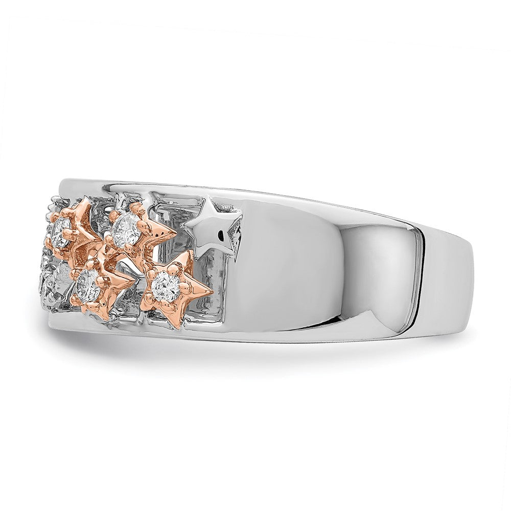 14k Two-Tone Gold Moon and Stars Real Diamond Band