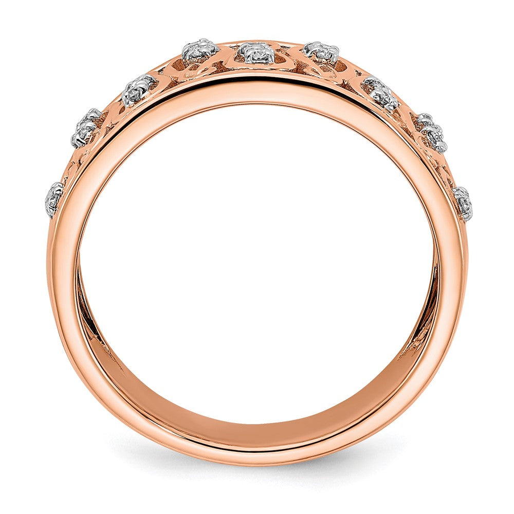 14k Rose Gold Polished Real Diamond Fancy Filigree Band