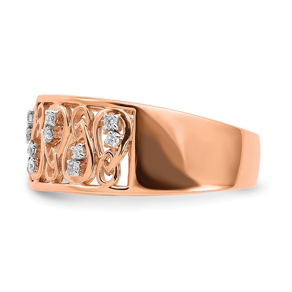 14k Rose Gold Polished Real Diamond Fancy Filigree Band