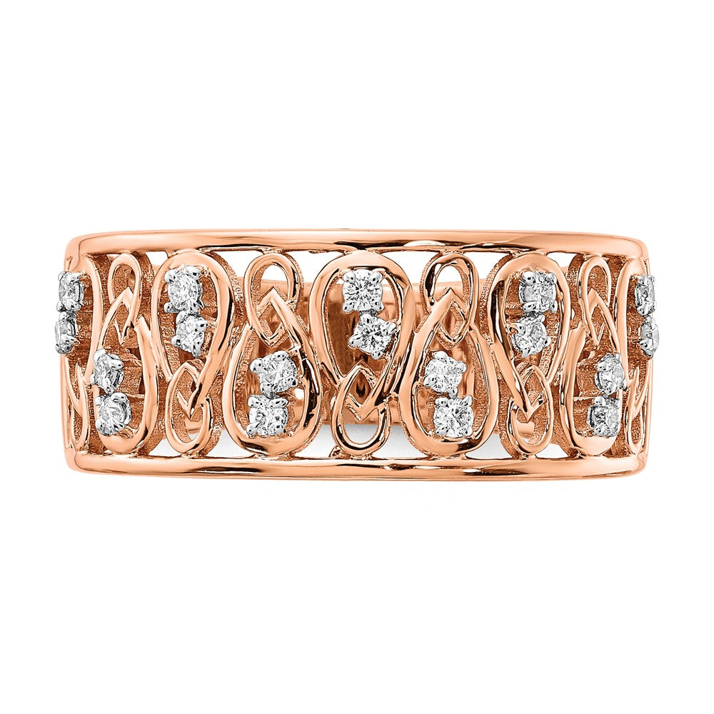 14k Rose Gold Polished Real Diamond Fancy Filigree Band