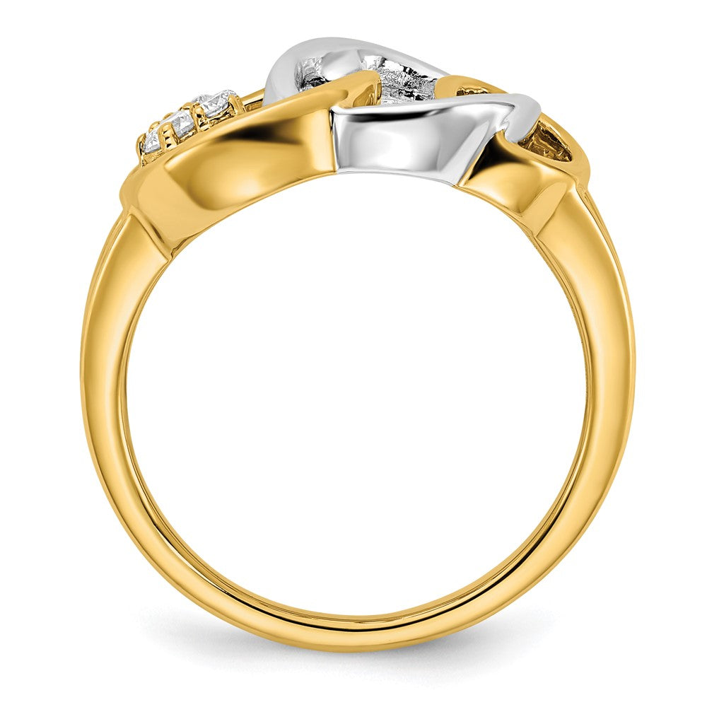 14k Two-Tone Gold Polished Real Diamond Triple Circle Ring