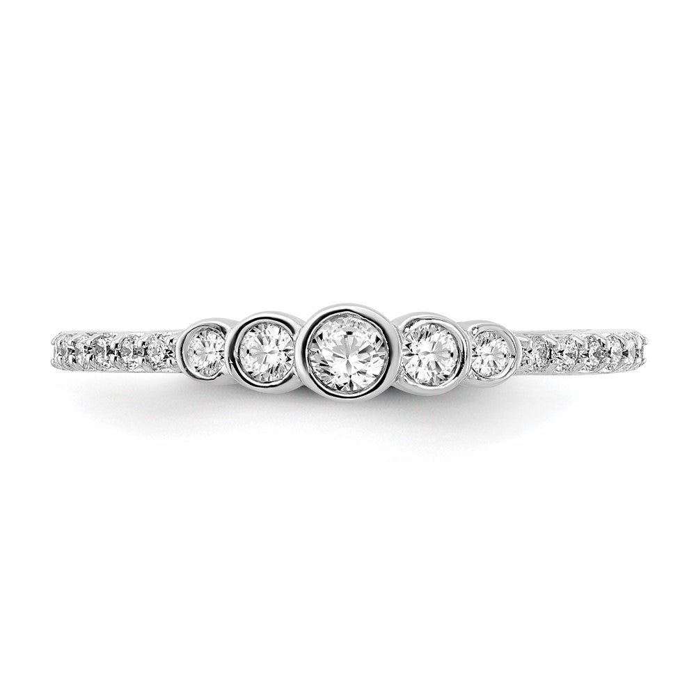 14k White Gold Polished Real Diamond Bezel Set Center Ring