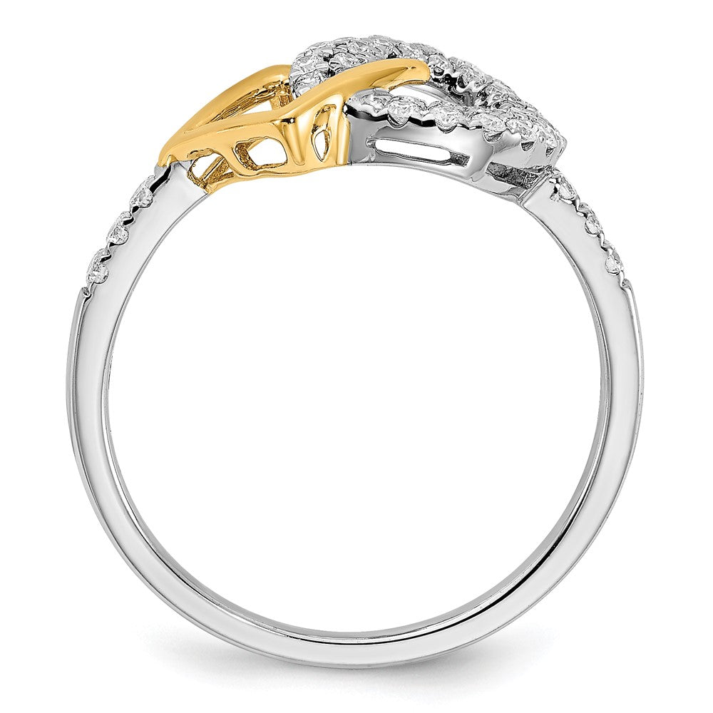 14k Two-Tone Gold Polished Real Diamond Circle and Square Ring