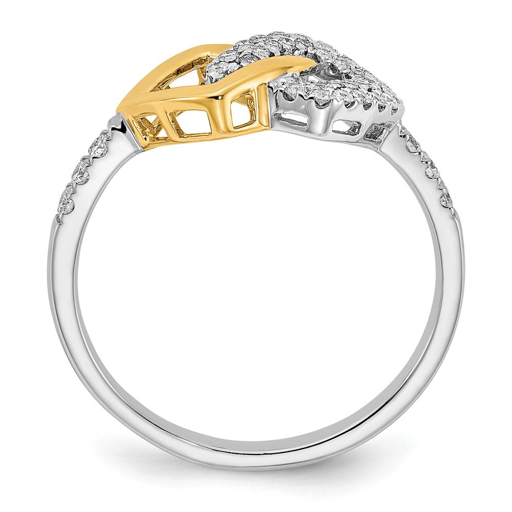 14k Two-Tone Gold Polished Real Diamond Double Square Ring