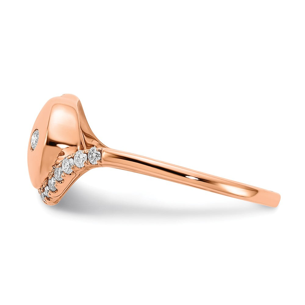 14k Rose Gold Polished Real Diamond Teardrop w/Flower Bypass Ring