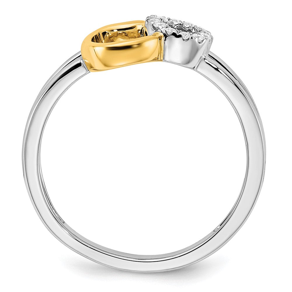 14k Two-Tone Gold Polished Real Diamond Circles Ring