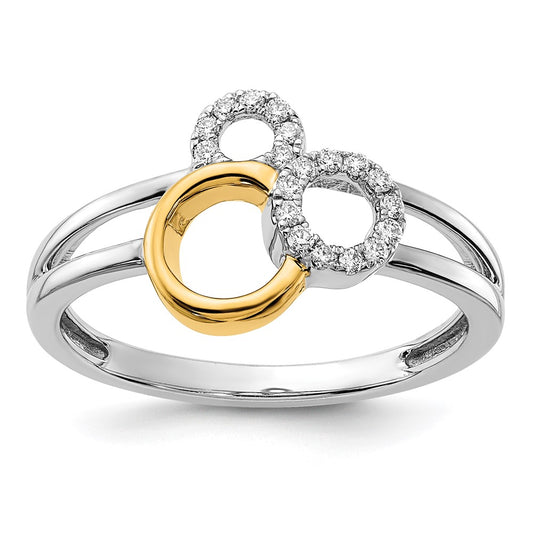 14k Two-Tone Gold Polished Real Diamond Circles Ring