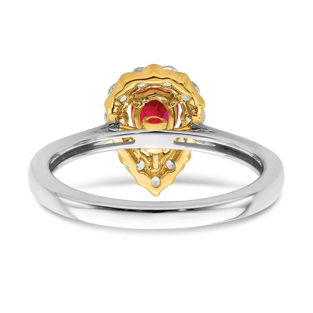 14k Two-Tone Gold Genuine Ruby and Real Diamond Ring