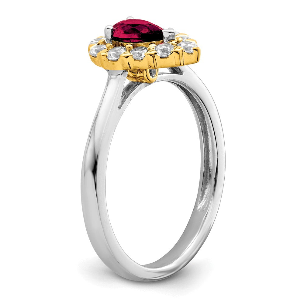 14k Two-Tone Gold Genuine Ruby and Real Diamond Ring