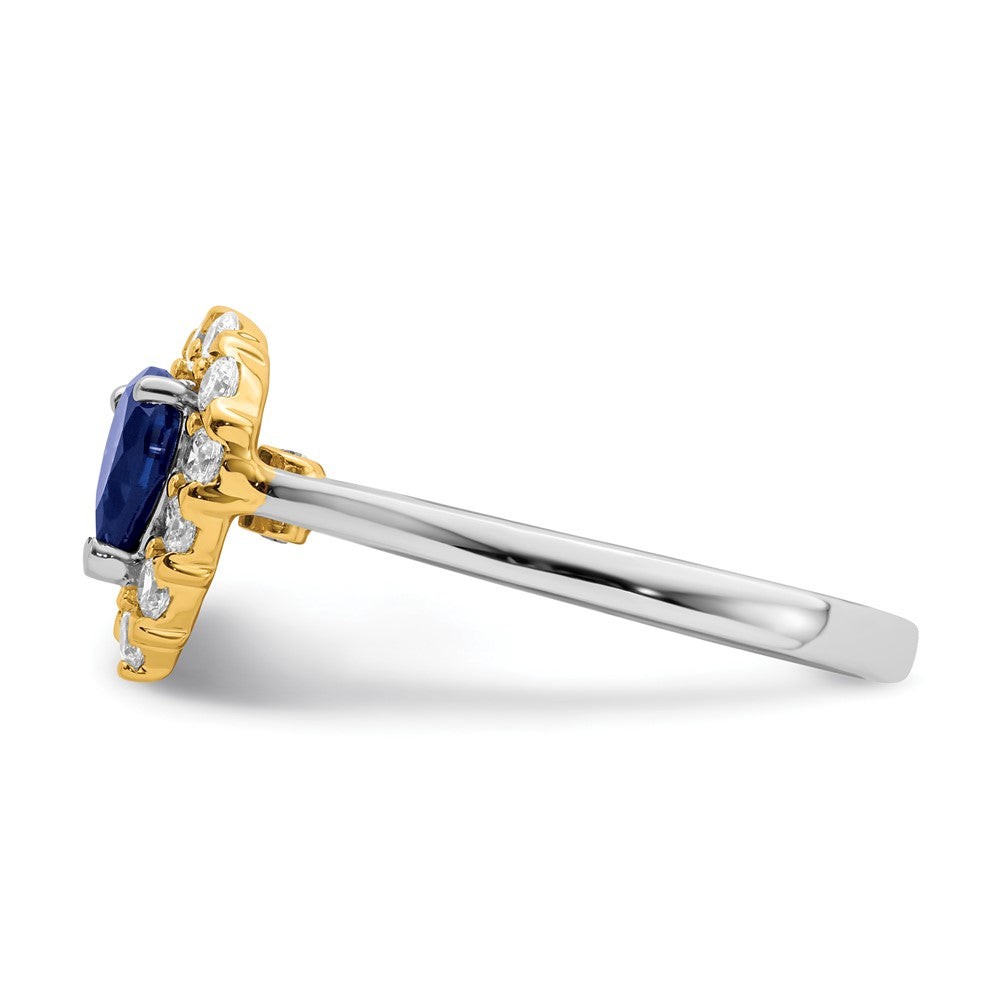 14k Two-Tone Gold Sapphire and Real Diamond Ring