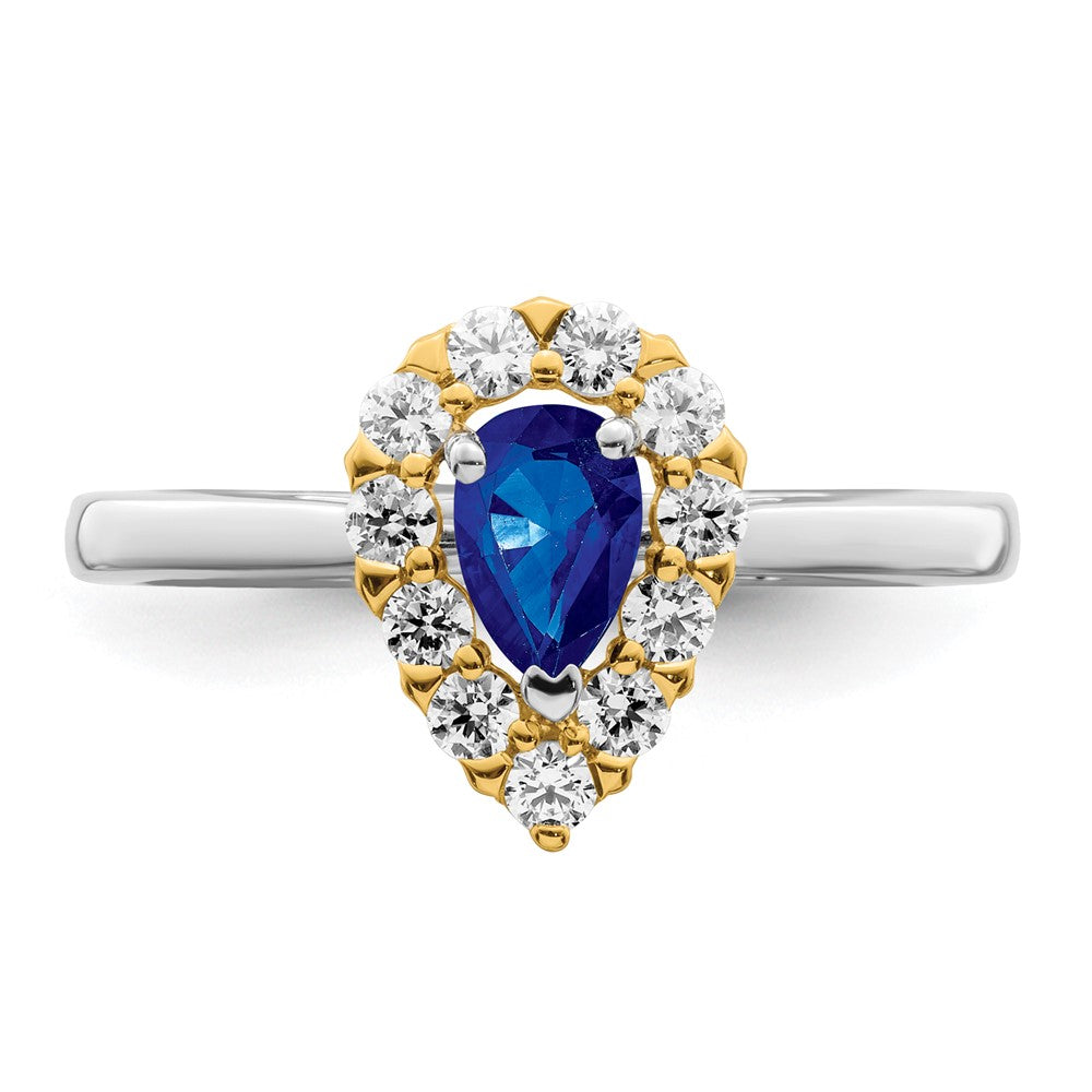 14k Two-Tone Gold Sapphire and Real Diamond Ring