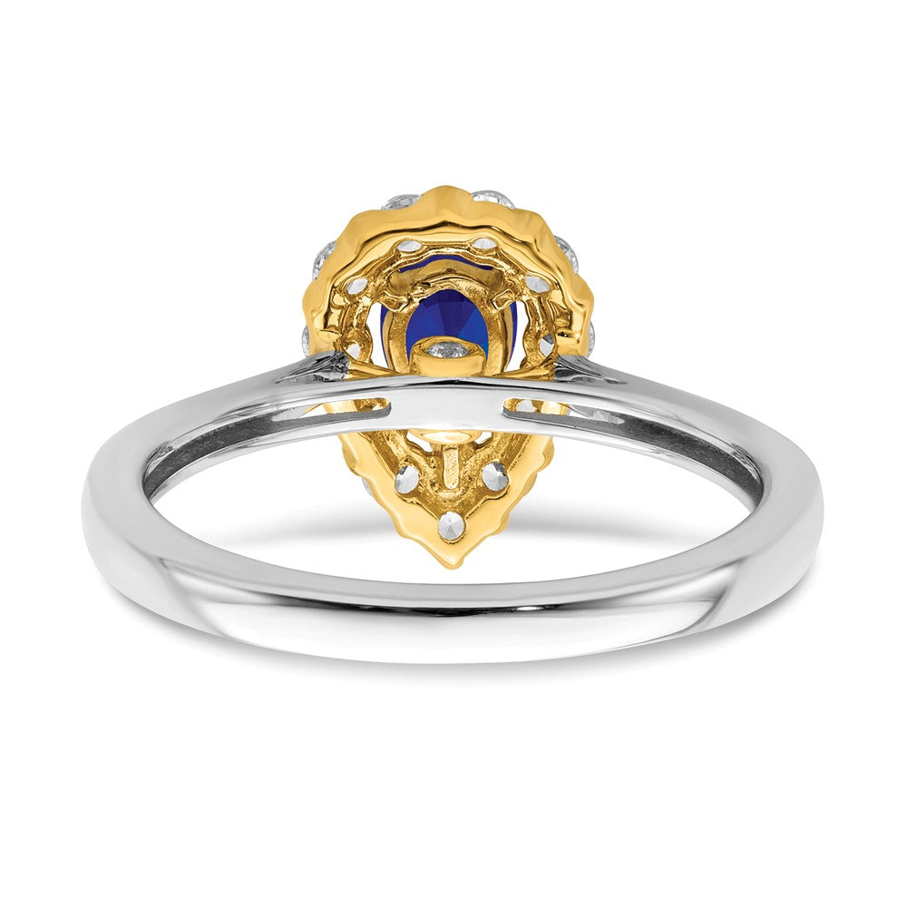 14k Two-Tone Gold Sapphire and Real Diamond Ring