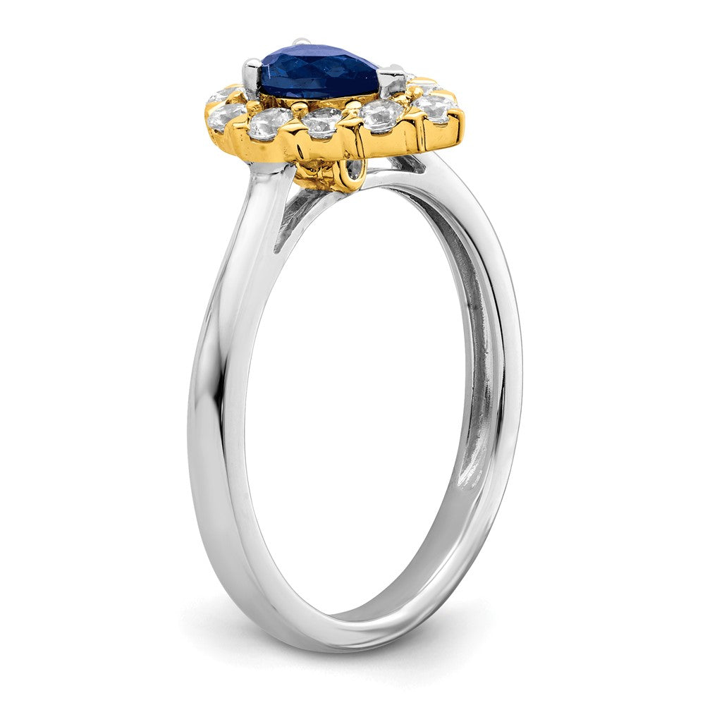 14k Two-Tone Gold Sapphire and Real Diamond Ring