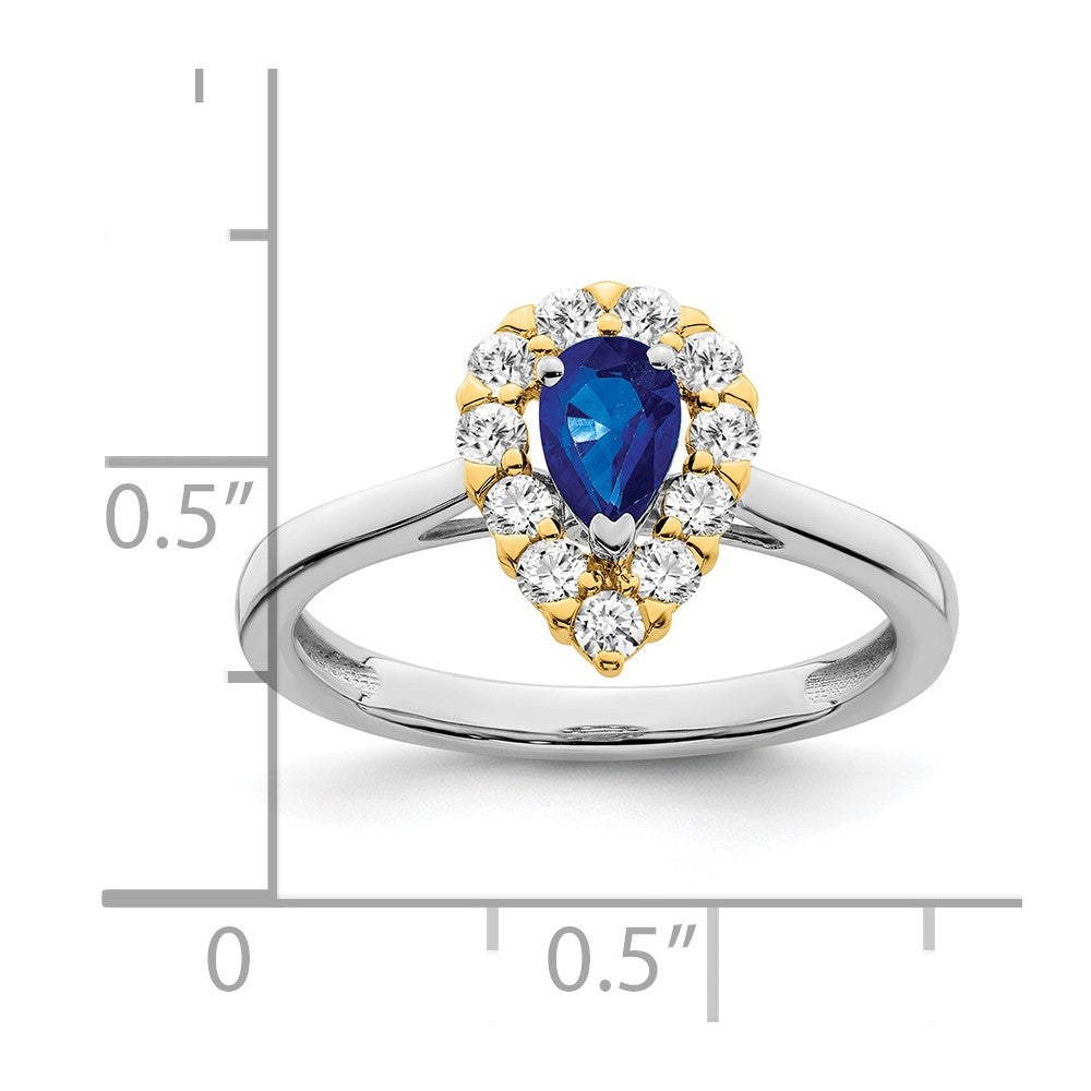 14k Two-Tone Gold Sapphire and Real Diamond Ring