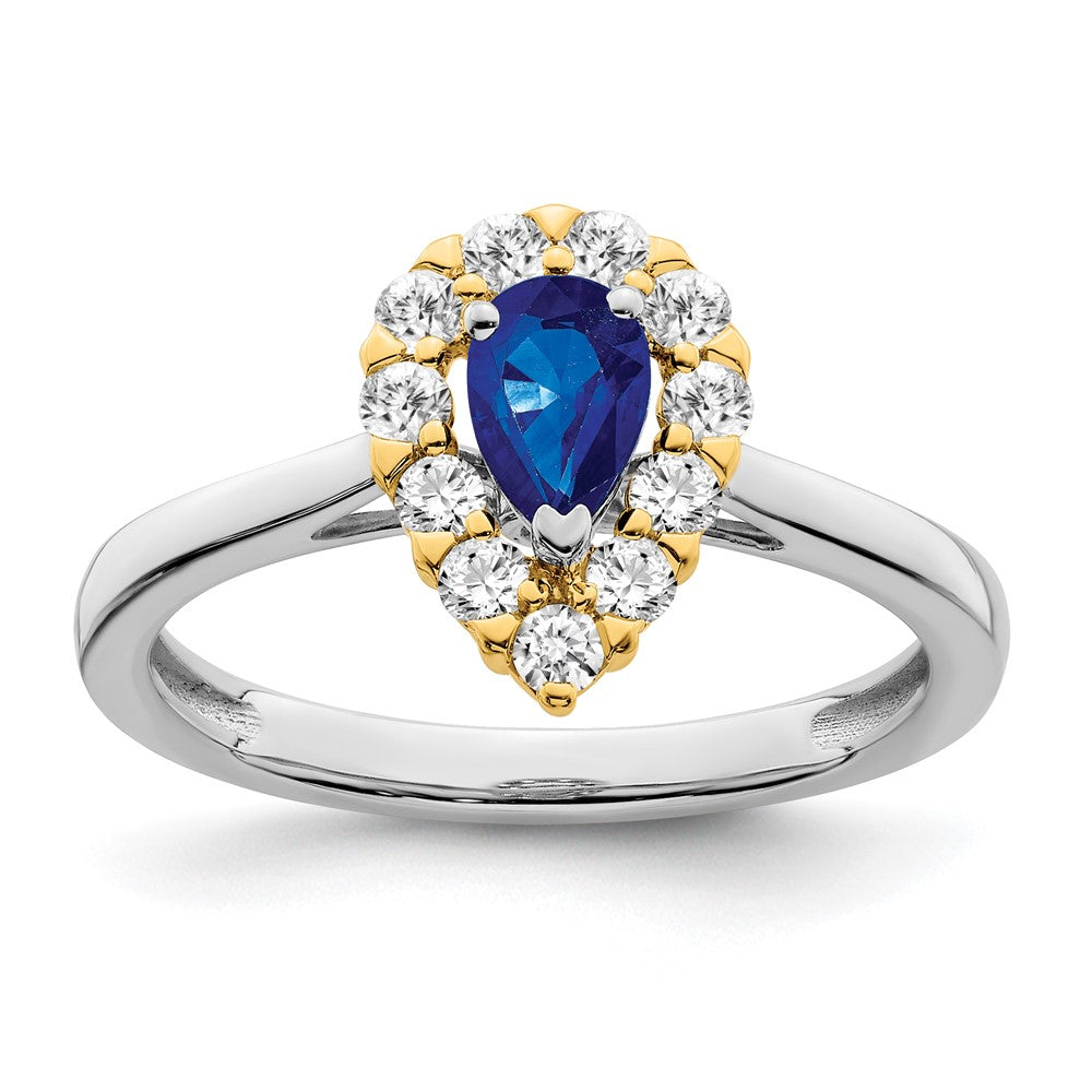 14k Two-Tone Gold Sapphire and Real Diamond Ring