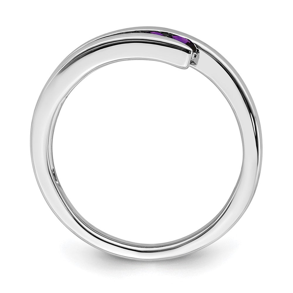 Solid 14k White Gold Simulated Amethyst 4-stone Ring