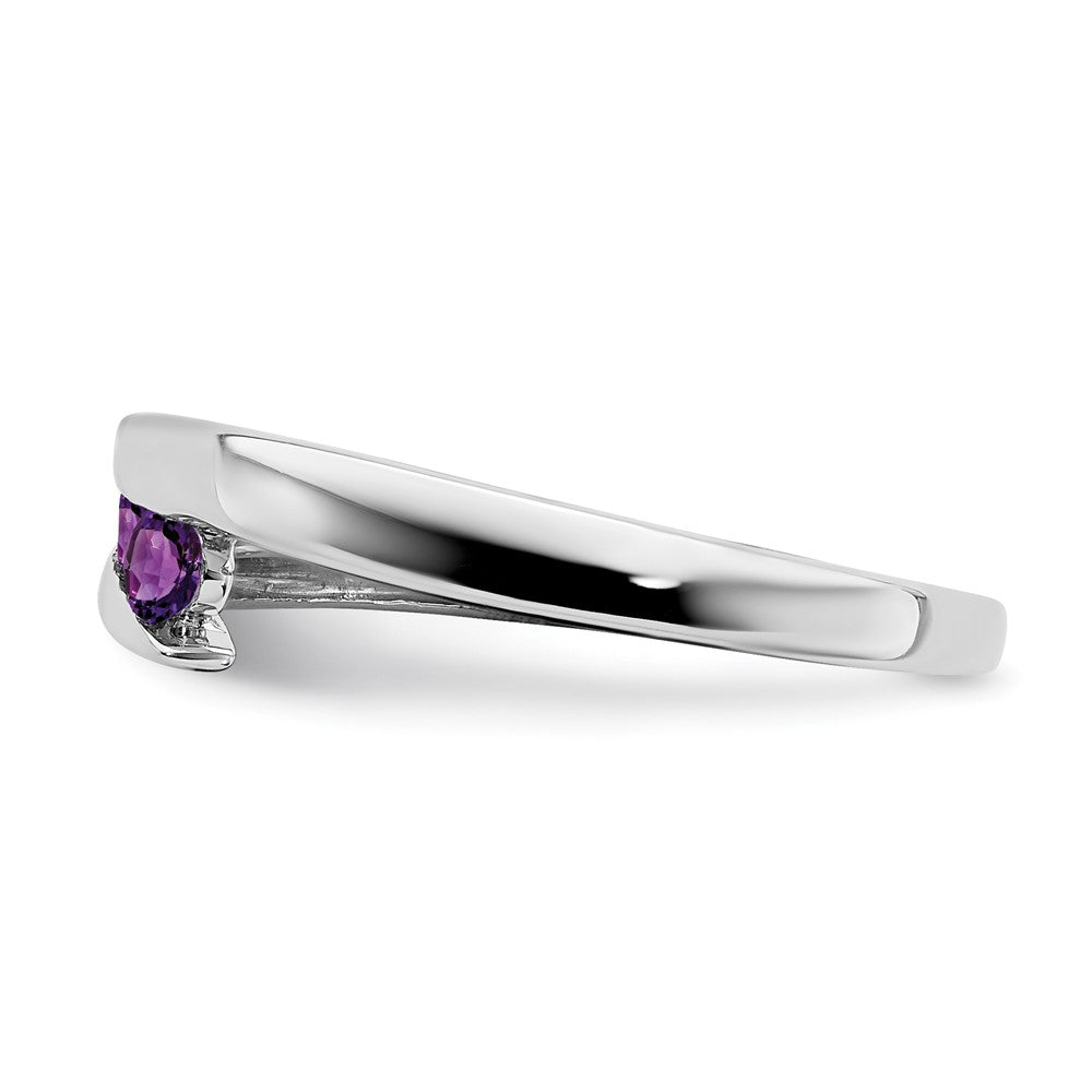 Solid 14k White Gold Simulated Amethyst 4-stone Ring